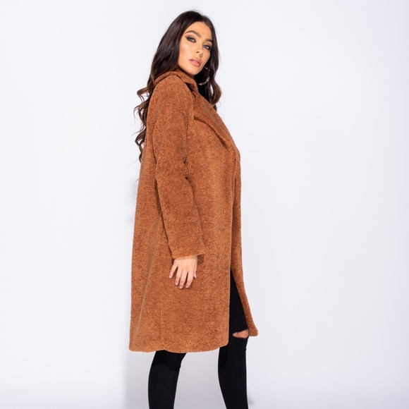 5🌟 Autumn Goalz Rust Teddy Faux Fur Duster Jacket - Picture 11 of 15